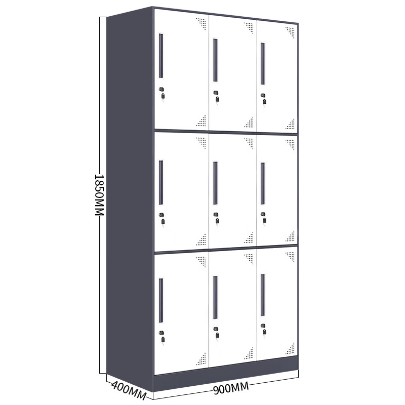 豫仲迈 钢制灰白套色宿舍储物柜九门更衣柜/台高清大图