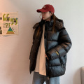 羽绒棉服棉衣冬季男女同款连帽黑色烫金面包服棉袄2023新款厚外套 S 黑色