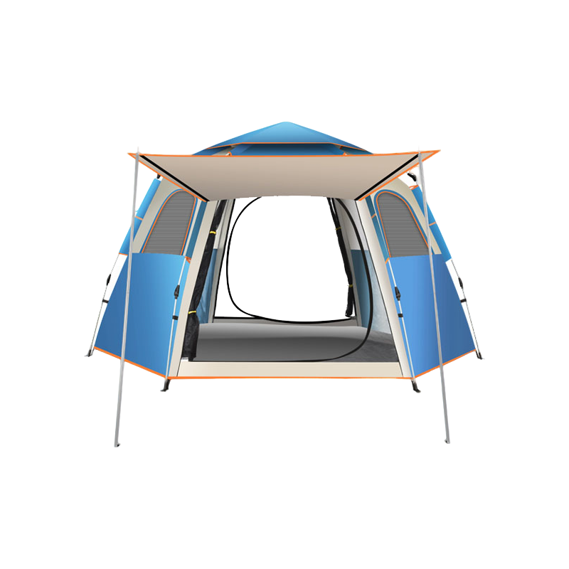 劲脉 露营帐篷 天蓝-240*210*135CM+防潮垫 顶高清大图