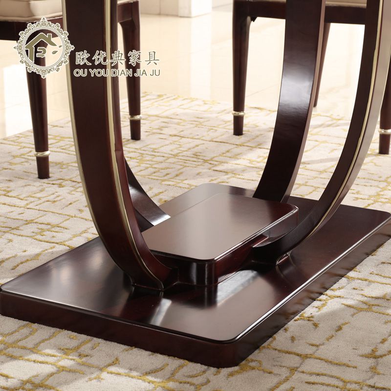 欧式餐桌椅组合法式西餐桌饭桌长方形实木简欧餐厅一桌六椅组合高清大图