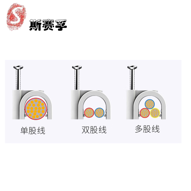 斯赛孚 SF-YXQ 圆形钢钉线卡子 网线钉走线卡扣 圆形6mm (10包装,100/包)