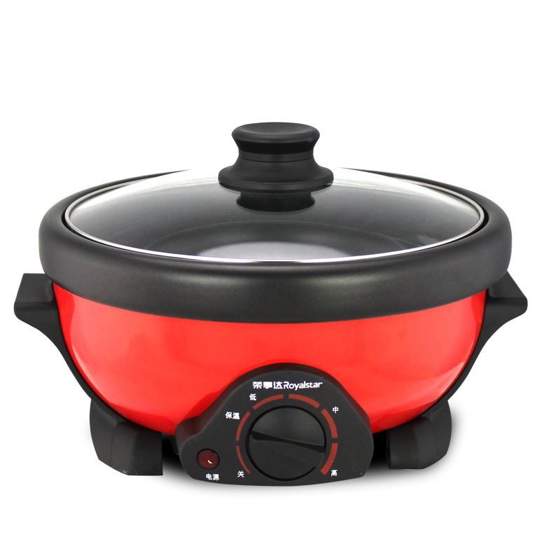 荣事达分体电火锅家用多功能小型电热锅24人6可拆卸分离式电煮锅红色