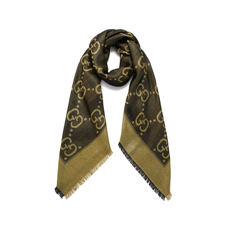 古驰gucci女士双g提花围巾披肩6948393g720