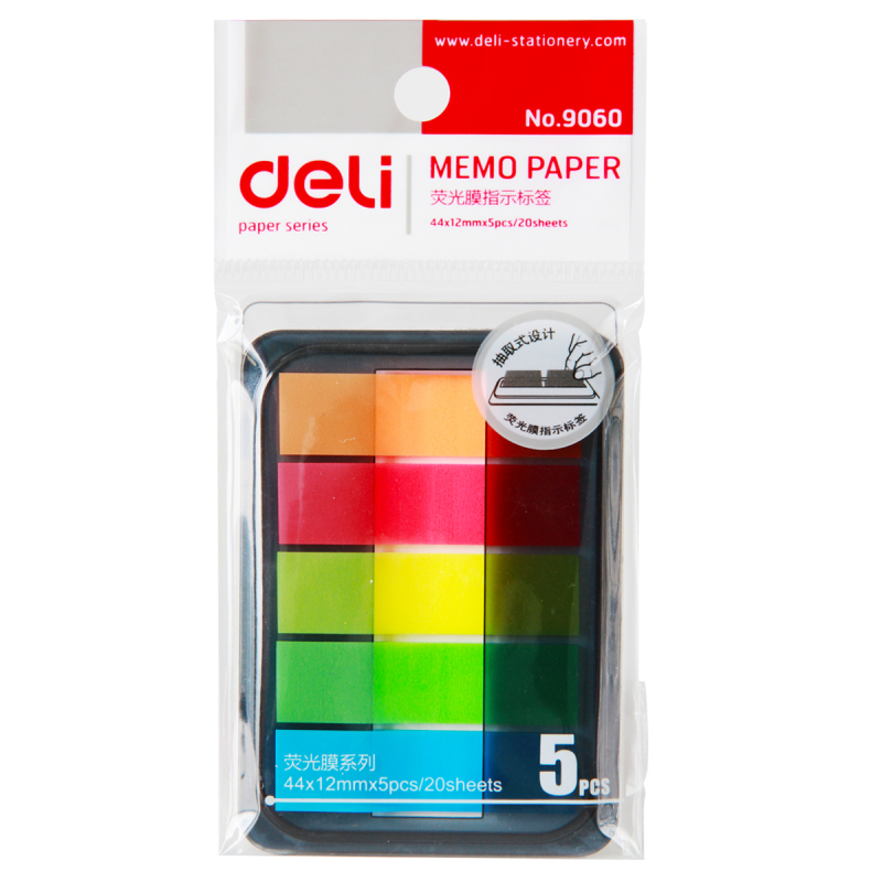 得力(deli)9060系列记事帖记号便签纸便利贴条指示条分类指示贴 5本装