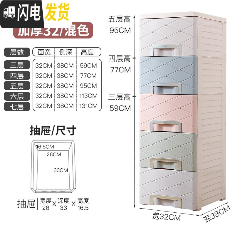 三维工匠32cm加厚厨房夹缝抽屉式收纳柜缝隙置物架窄缝隙卫生间储物柜高清大图