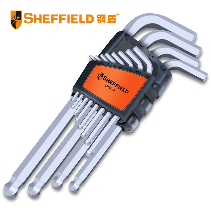 钢盾(SHEFFIELD) S050013 12件套英制加长球头内六角扳手【家用】