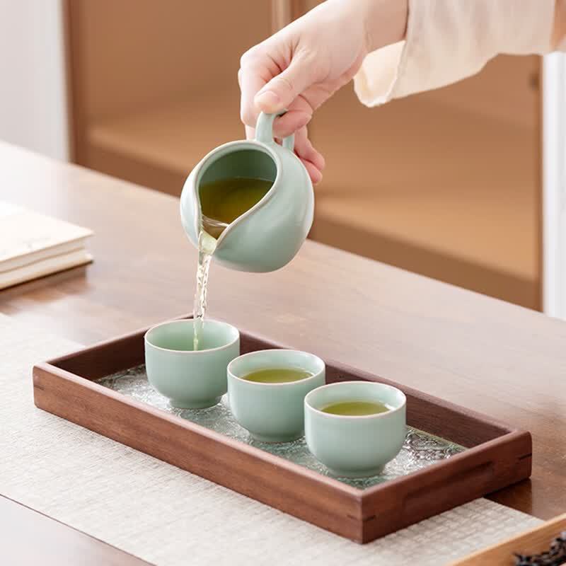 八方礼盖碗10入汝窑茶具(盖碗、茶海、茶杯、茶漏、茶托) 套组 盖碗200ML BFL2023-33高清大图