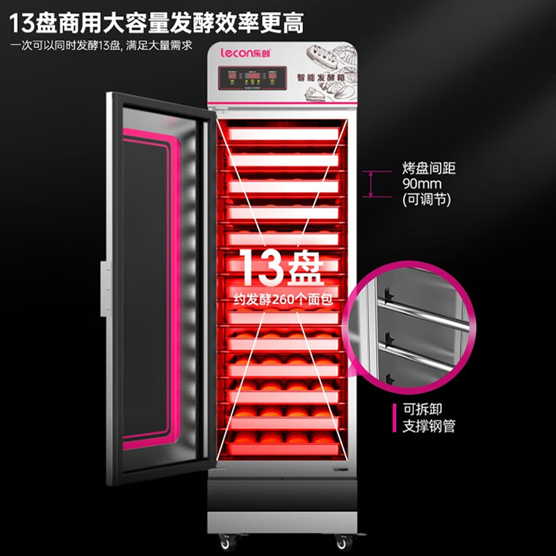 乐创 32盘发酵箱蒸笼醒发箱商用 面包馒头发酵柜不锈钢恒温发酵机高清大图