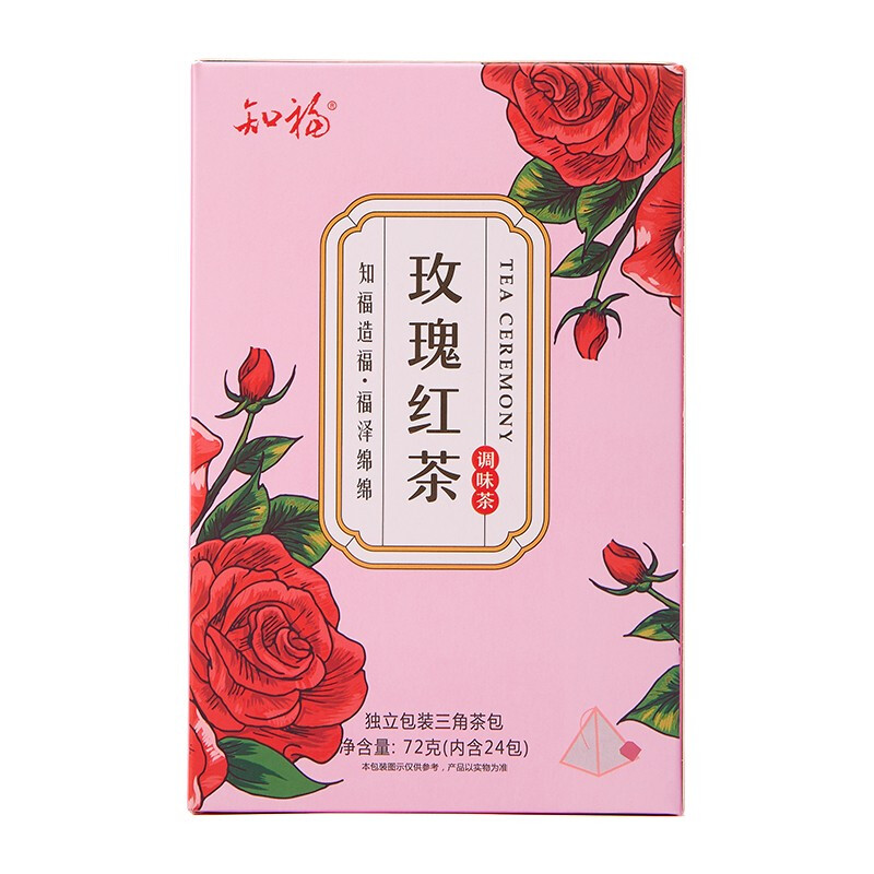 知福知福茶叶玫瑰红茶茶包独立三角袋泡茶小袋装花茶包72g 知福玫瑰红茶高清大图