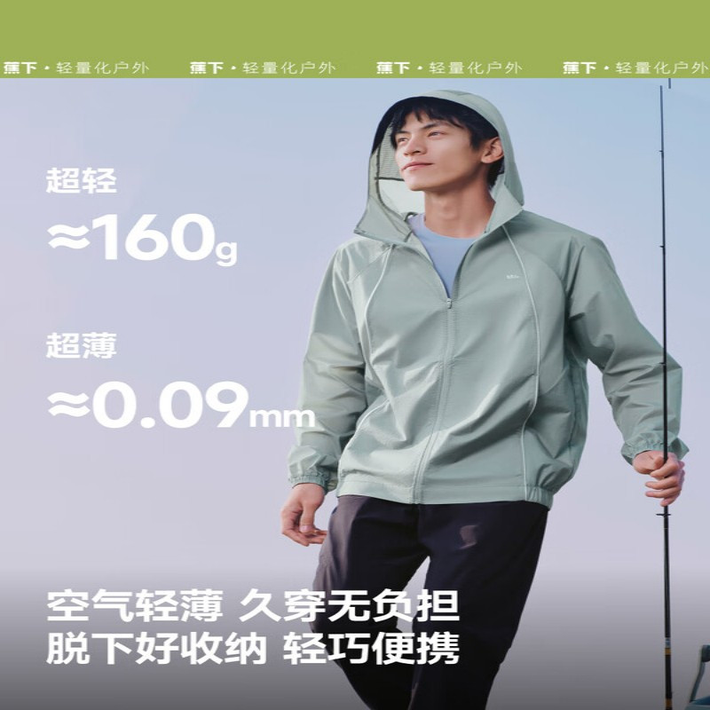 蕉下 蕉下男士轻薄防泼水防晒衣(夹克款)WR938 乌木黑