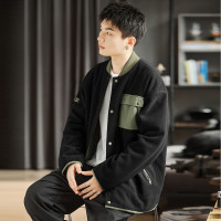 [2.5折价159元]唐狮外套男男士外套秋冬摇粒绒外套男男装外套男棒球领撞色口袋外套