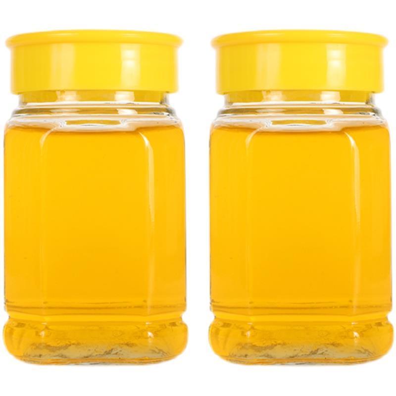 加厚八角蜂蜜玻璃瓶密封高档储物罐专用1斤2斤装酱菜果酱瓶带盖子 1斤装3个[冲量价]热缩膜热敏垫贴纸