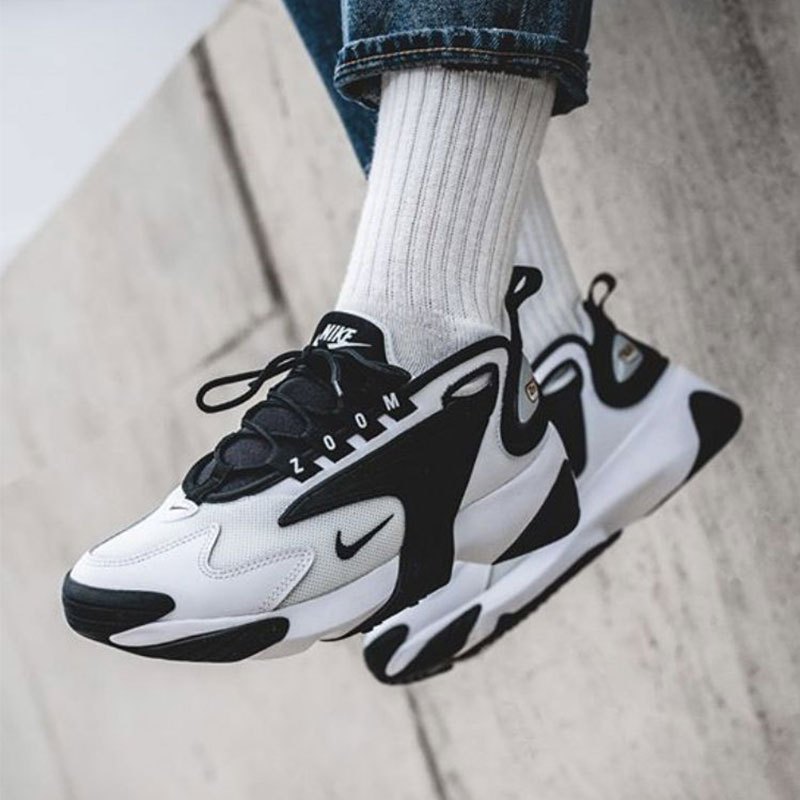 耐克nike新款zoom2k黑白熊猫老爹鞋复古男女情侣鞋缓震透气运动跑步鞋