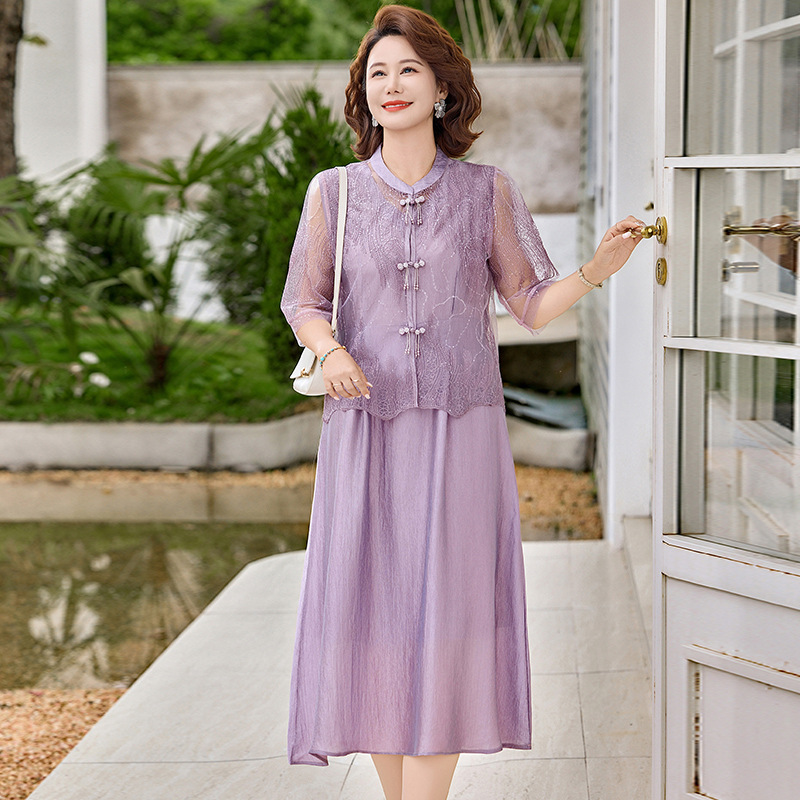 纤孜雅 新款妈妈装春夏时尚套装气质中年女装宽松两件套显瘦上衣裤子高清大图