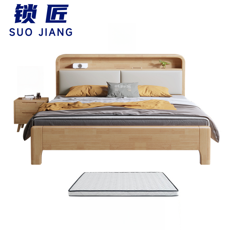 锁匠 床+床垫+1床头柜1.5m套高清大图