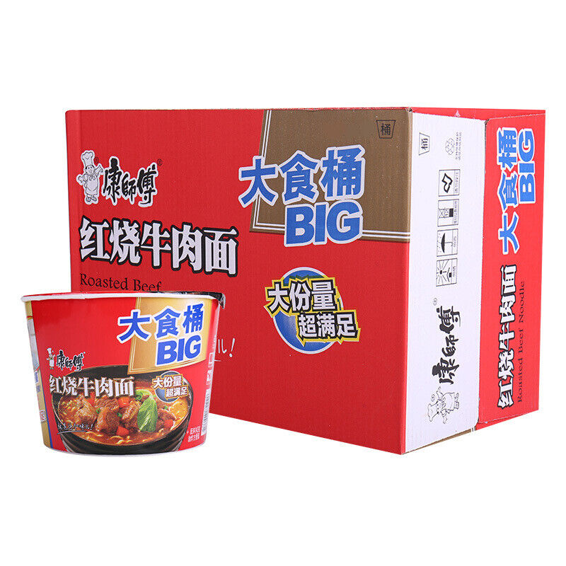 康师傅(KONG) 大食桶红烧牛肉桶面108g*12桶/箱 箱 方便面