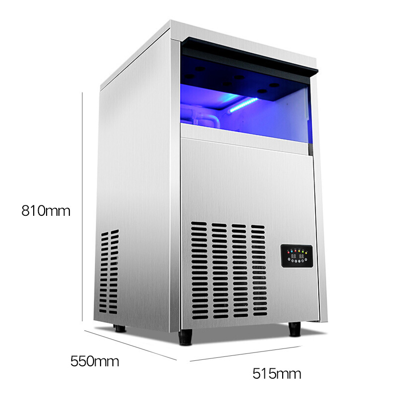lecon/乐创 商用制冰机80KG公斤不锈钢款全自动方块冰机中大型冰颗奶茶店酒吧KTV制冰设备 快速出冰机高清大图