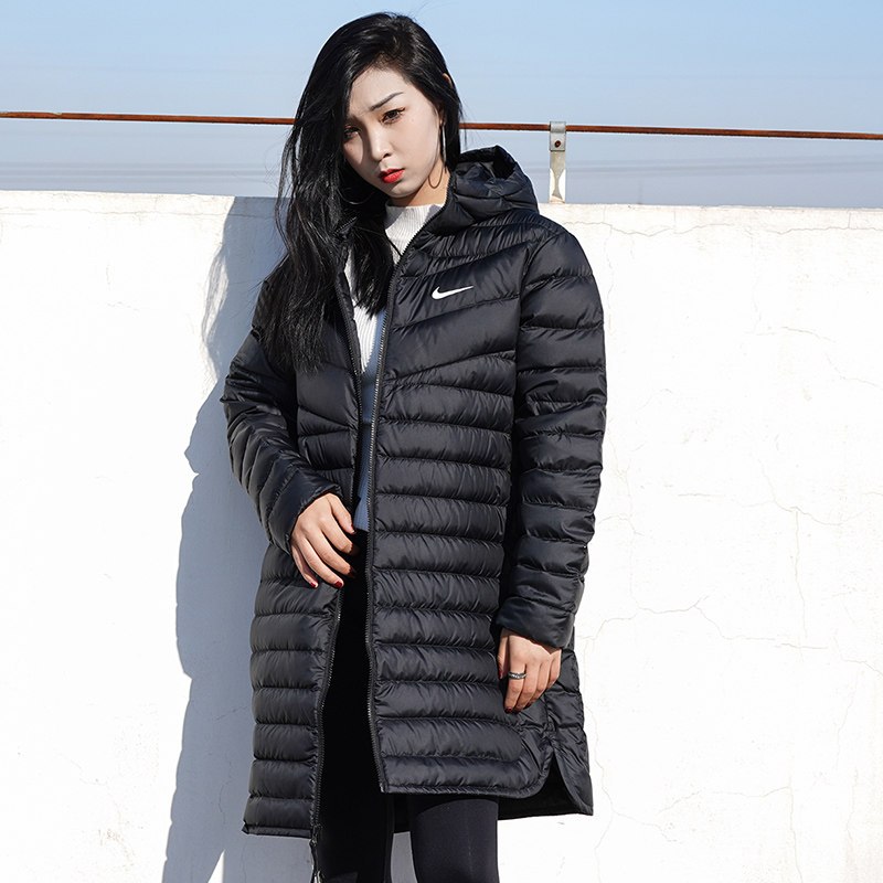 nike耐克羽绒服女装2021秋冬新款防风保暖连帽长款外套cu5092010