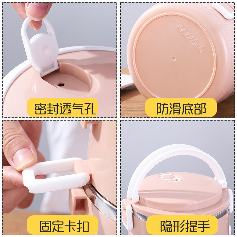 苏宁极物 保鲜盒 DX1314 单层不锈钢304+pp梯扣便当盒饭盒(个)