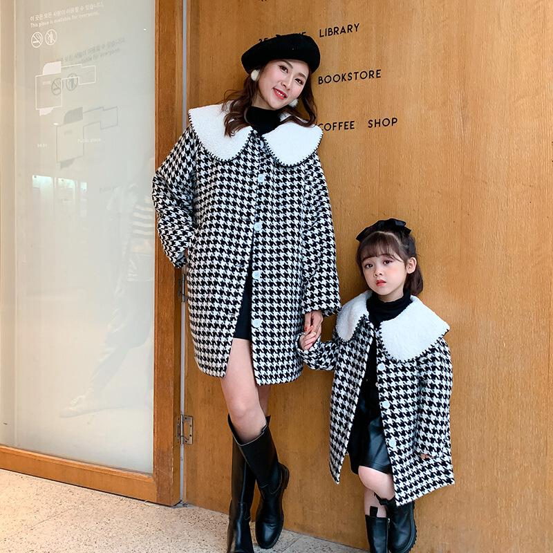迪鲁奥（DILUAO)小香风亲子装2020年秋季冬装新款文艺大码母女装洋气炸街大衣网红外套高清大图