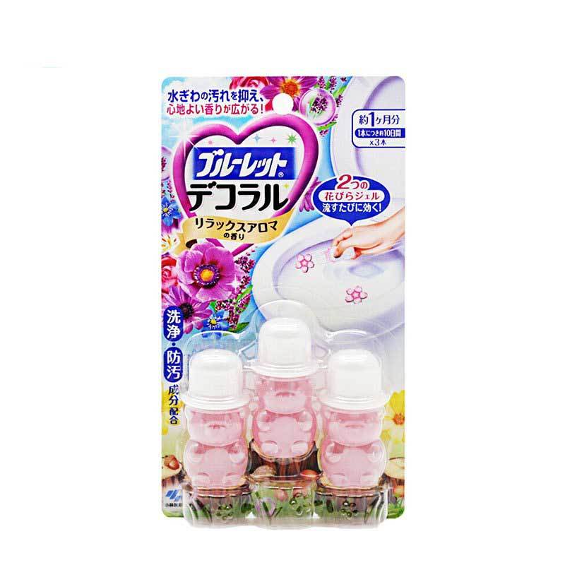 日本小林制药(KOBAYASHI)洁厕灵凝胶花瓣自然花香厕所除臭卫生间马桶开花芳香7.5g*3瓶