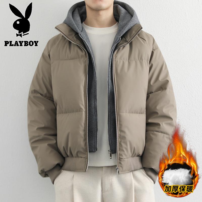 花花公子新款高品质秋冬青少年加厚PU棉衣男港风假两件棉服_275高清大图