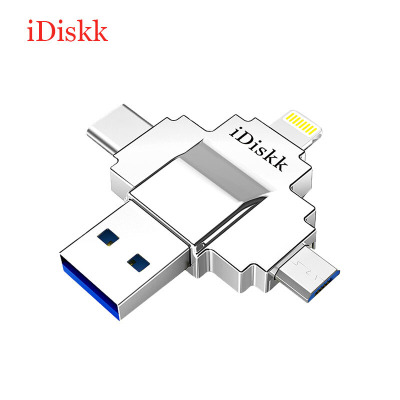iDiskk Lightning USB3.0 type-c MicroUSB 苹果U盘四合一经典版 银色 32GB