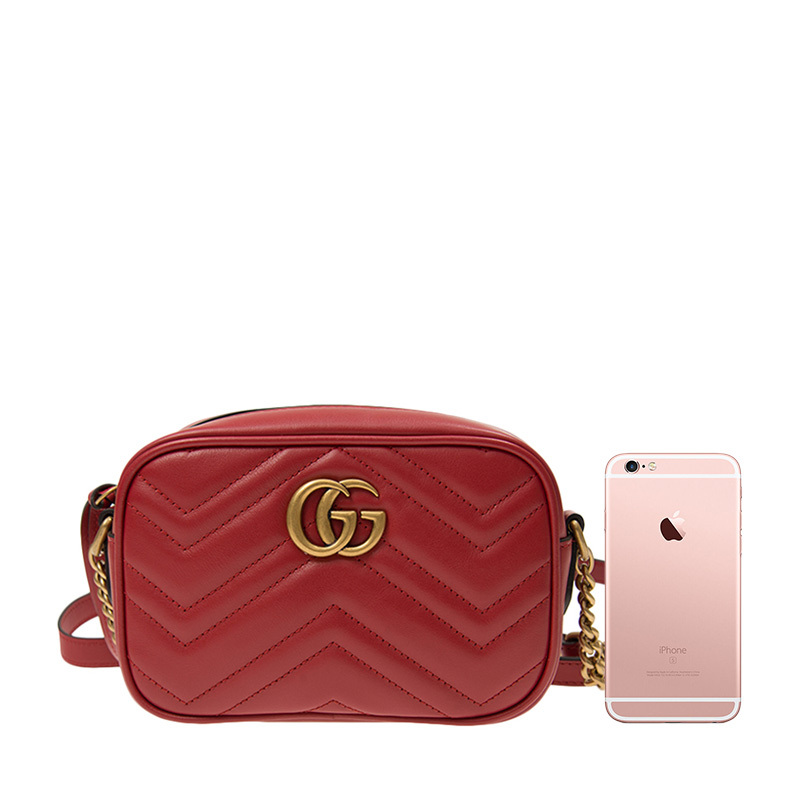 GUCCI 古驰 女士红色小号绗缝肩背包 447632-DTD1T-6433