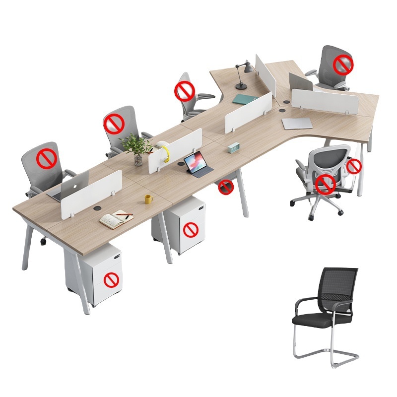 烁恒 员工办公桌 七人位含椅 套高清大图