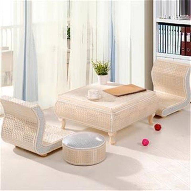 现代中式榻榻米茶几炕桌地桌矮桌小实木桌子阳台飘窗桌简约 单个玉米皮丝绵坐垫 整装