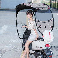 电动车雨棚遮防晒挡风罩挡雨小型电瓶摩托自行车遮阳棚伞雨蓬车棚 一键安装】前拉链后口袋灰猫-有镜拍