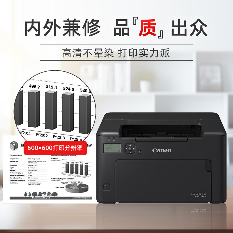佳能(Canon)LBP122dw@ A4幅面无线黑白激光单功能打印机(快速打印/无线WiFi/自动双面