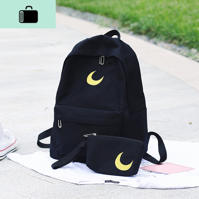 书包女韩版原宿ulzzang高中森系中学生初中生帆布古着感双肩包insNEWLAKE 黑色