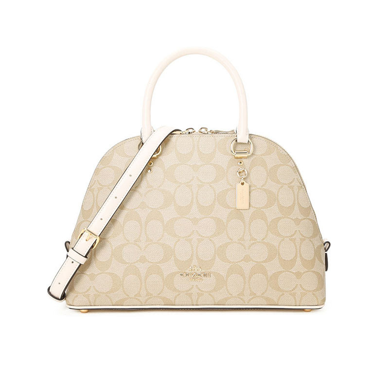 COACH 蔻驰 女包 SIERRA SATCHEL 贝壳包 单肩包 斜挎包 字母马车标织物F2558金扣