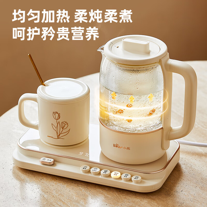 小熊(Bear)迷你小气泡养生壶 烧水壶电水壶煮茶壶 带玻璃炖盅0.8升YSH-D08Q1