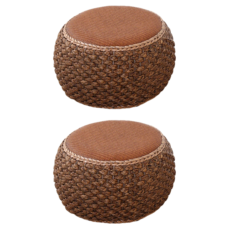 先围 藤编矮凳 深色40*22cm 个高清大图