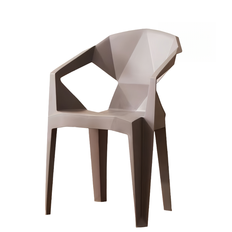 蕃蒂塑料椅咖色把高清大图