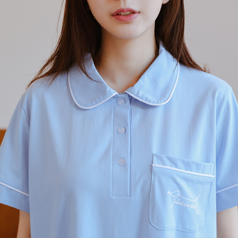 情侣睡衣夏短袖女士新款套装宽松休闲清新甜美夏季家居服女学生