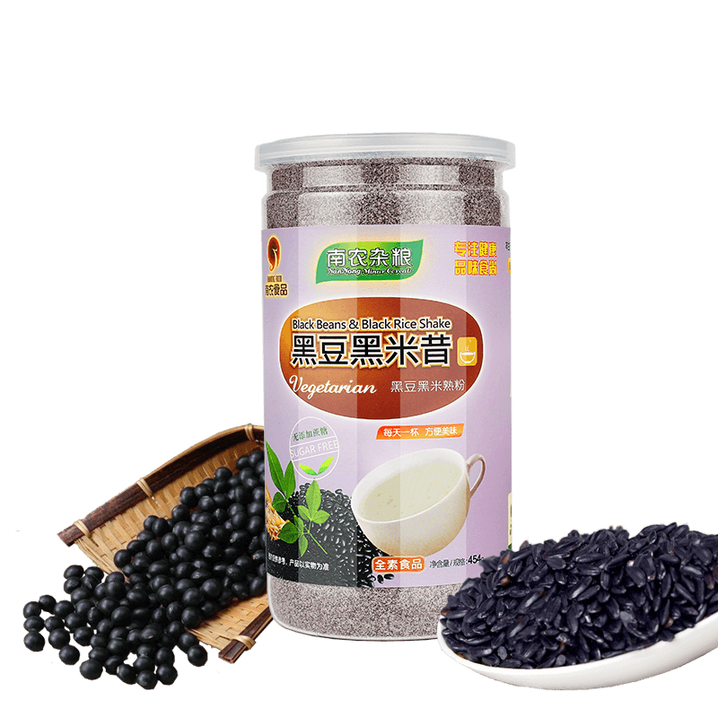 南农食品黑豆黑米昔中老年人米糊状流食 五谷杂粮营养代餐熟粉饱腹早餐年餐454g 无添加蔗糖