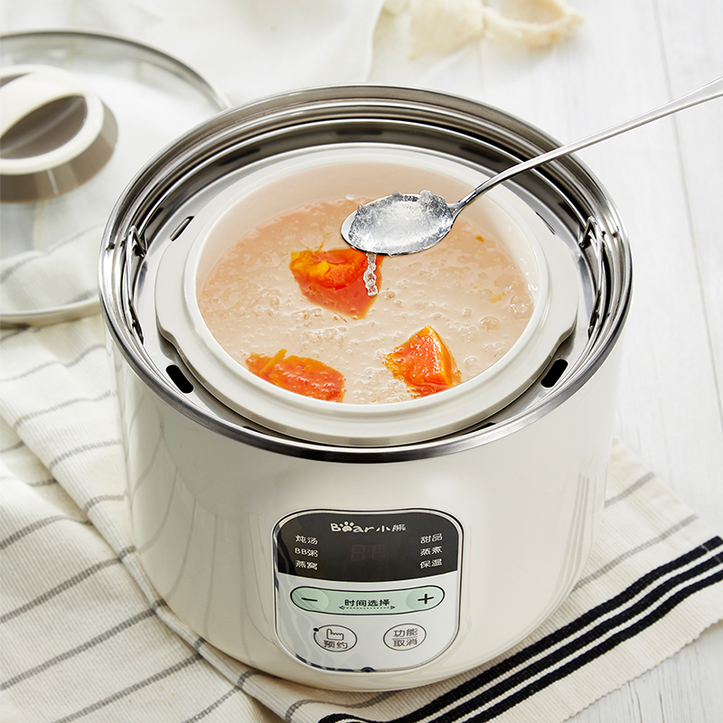 小熊(Bear)电炖盅DDZ-B12E2 1.2L天然白瓷内胆微电脑智能预约煲汤BB粥甜品燕窝宿舍家用电炖锅