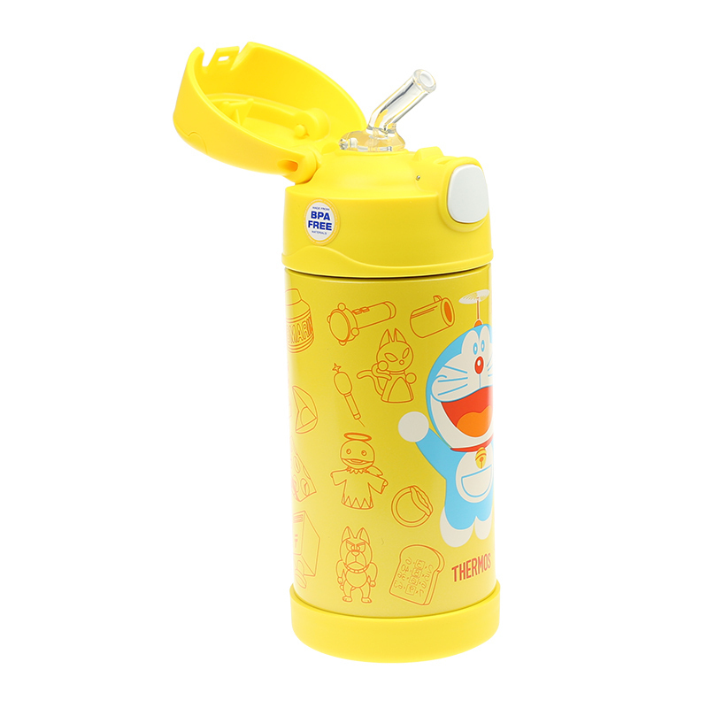 [哆啦A梦联名款]THERMOS 膳魔师 真空不锈钢儿童吸管保温杯 F4011-YL-DRM 350ML大黄鸭 萌黄色