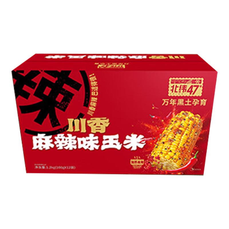 北纬47°玉米段粗粮小段劲爽入味休闲解馋零食川香麻辣味100g*12袋
