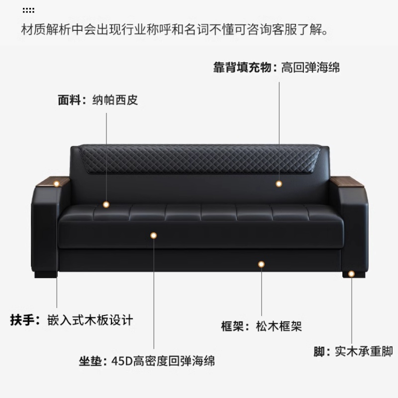悦兴诚办公沙发185*78*78cm(1+1+3)套