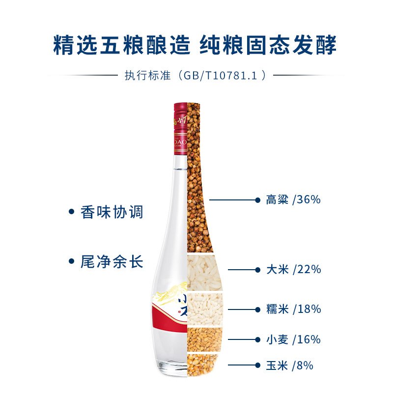 [中华特色]小刀酒 42度鸿运 500ml*6瓶整箱装 非遗酿造浓香型白酒口粮酒纯粮食酒 河北沧州特产