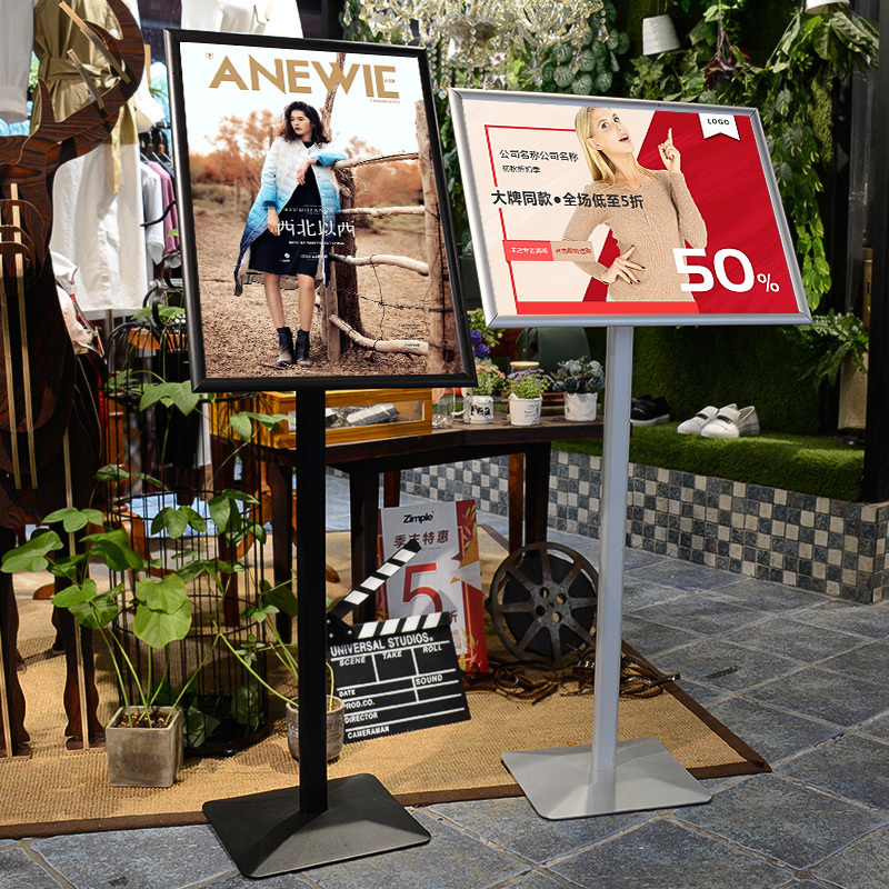 汐岩服装店口展示架 kt板广告牌a3展架立式pop架子海报架高清大图