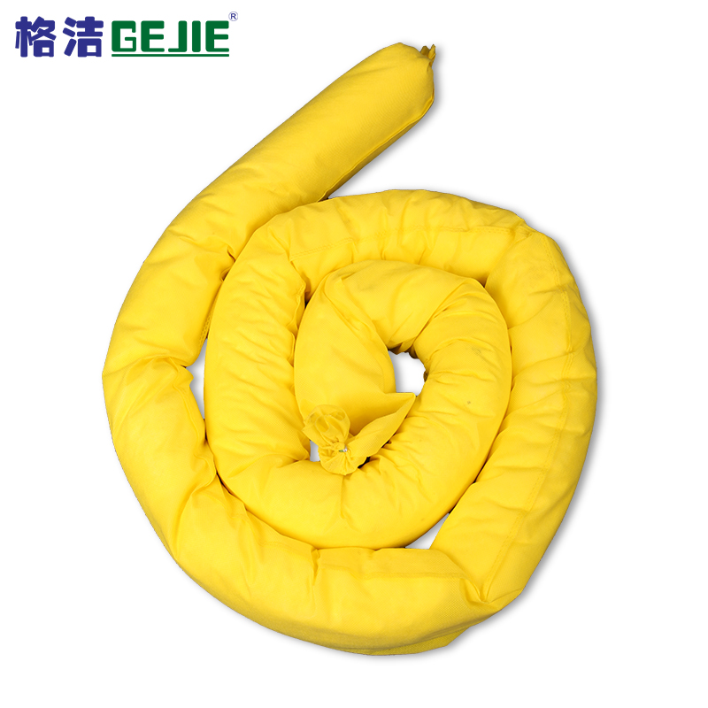 格洁 934240 化学品类条形吸液棉黄色 实验室化工厂化学品仓库应急泄漏吸附 直径7.6cm×240cm×8条/箱