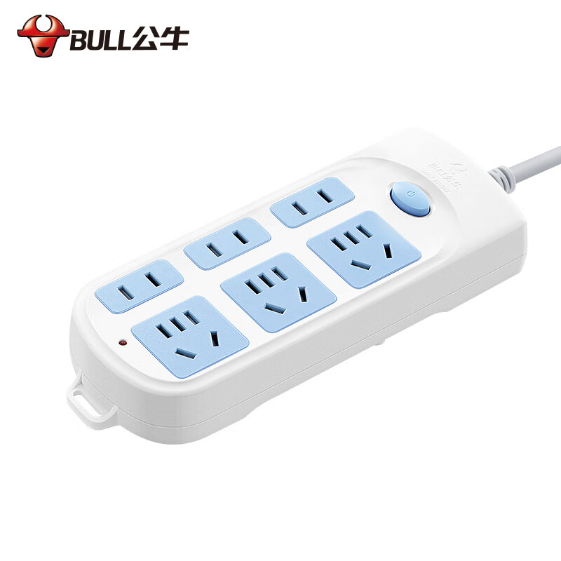 公牛(bull)GN-609 插座 6位总控5米(单位:个)蓝色