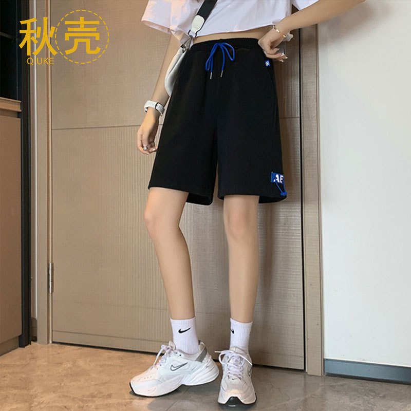 秋壳五分短裤女夏季新款直筒百搭卫裤宽松显瘦中裤薄款休闲运动裤