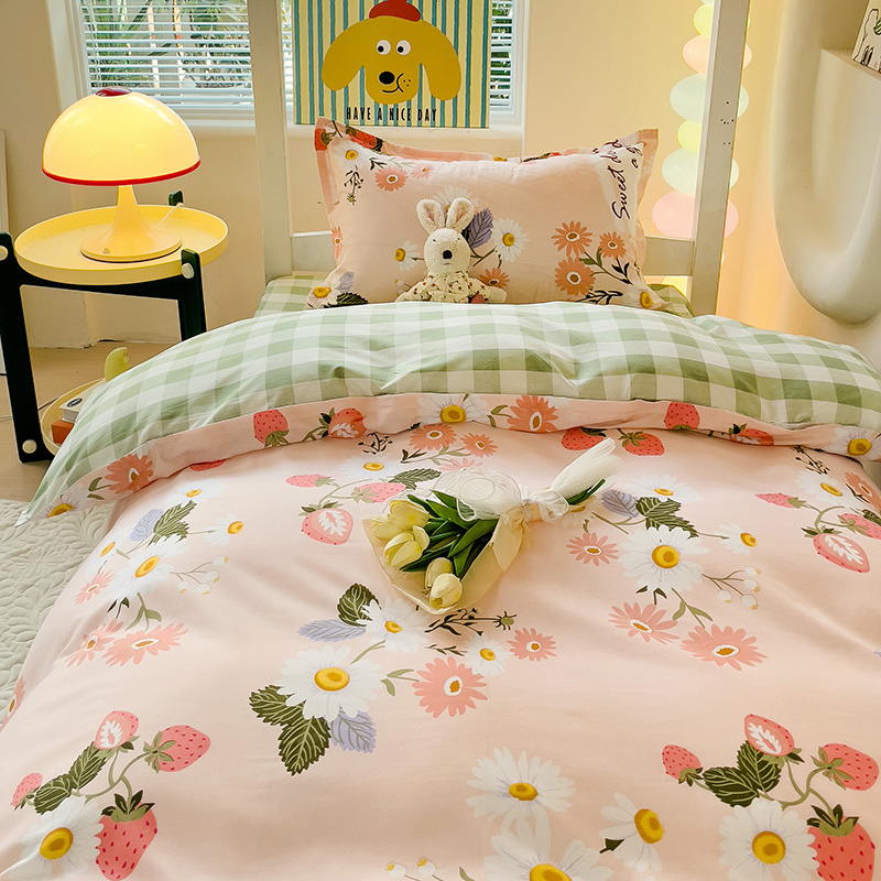 约克罗兰家纺亲肤套件舒柔棉印花四件套高清大图