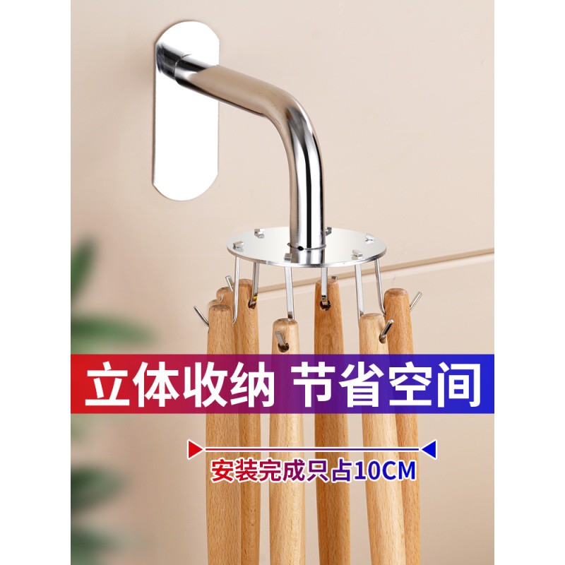 可伸缩旋转厨房置物架免打孔壁挂墙上挂架多功能挂钩排钩挂杆收纳收纳层架 三维工匠高清大图